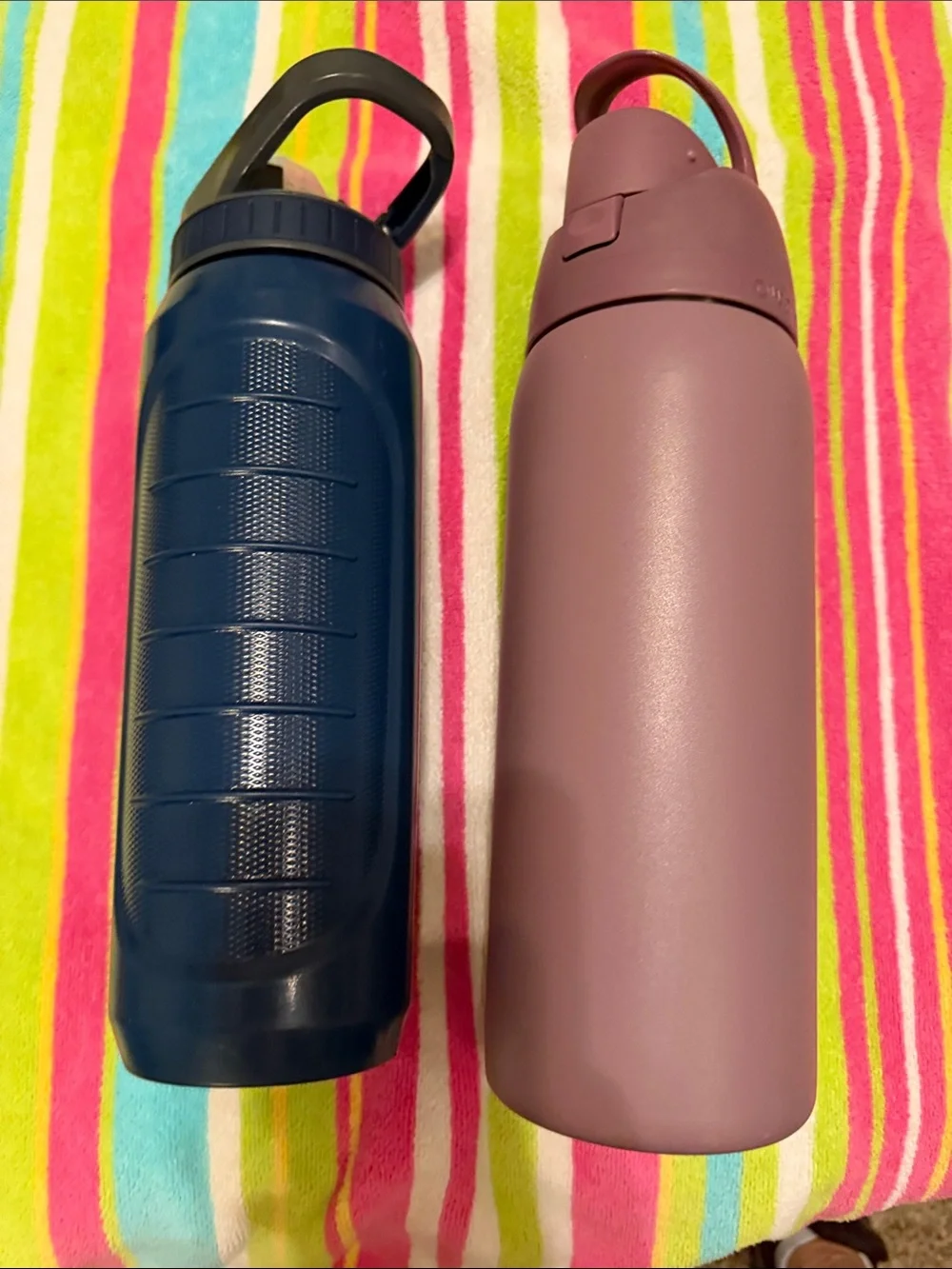 Owala Mauve Bottle and DSG plastic water bottle